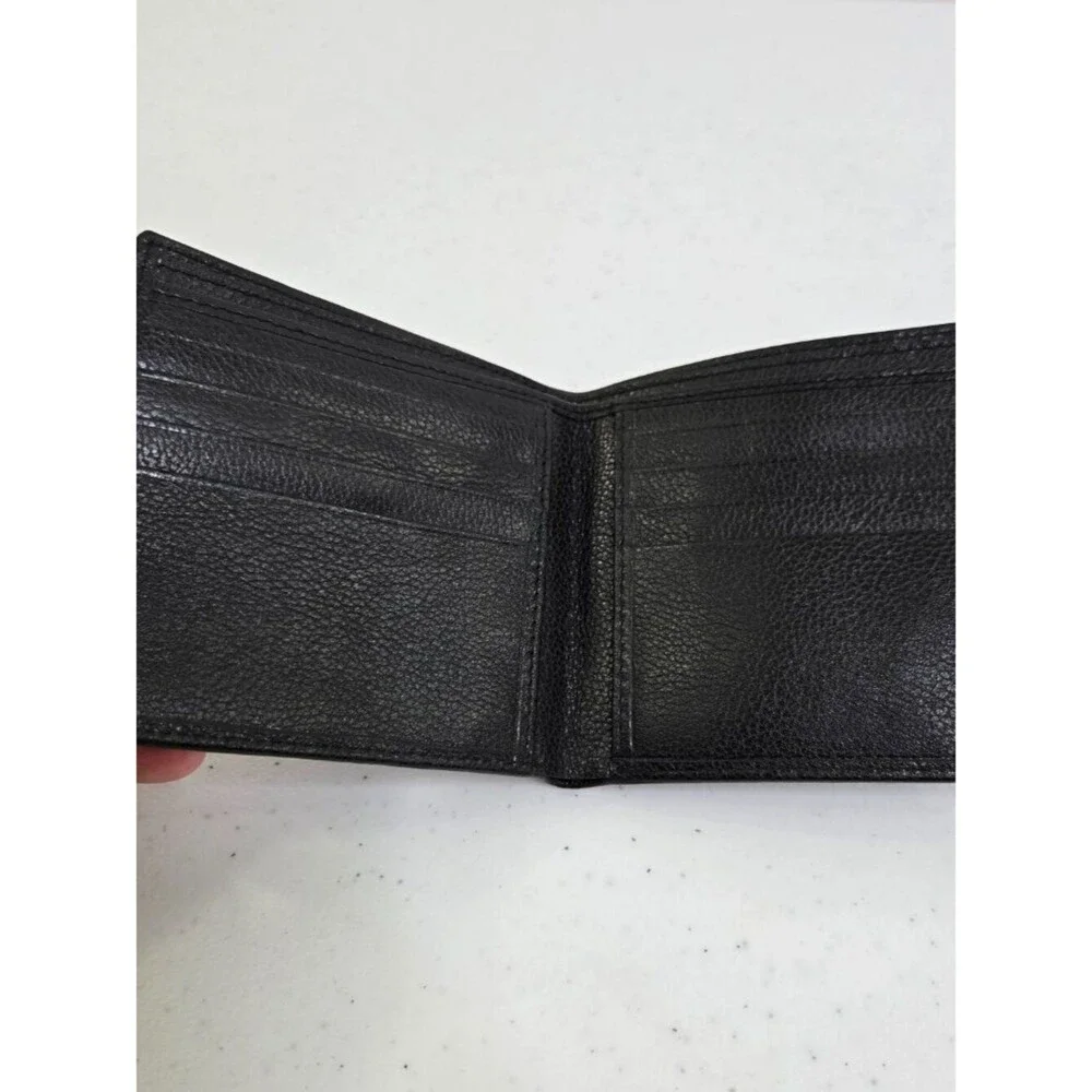Emanuel Ungaro Bifold Wallet Black Gold Tone Mens Leather Vintage Small